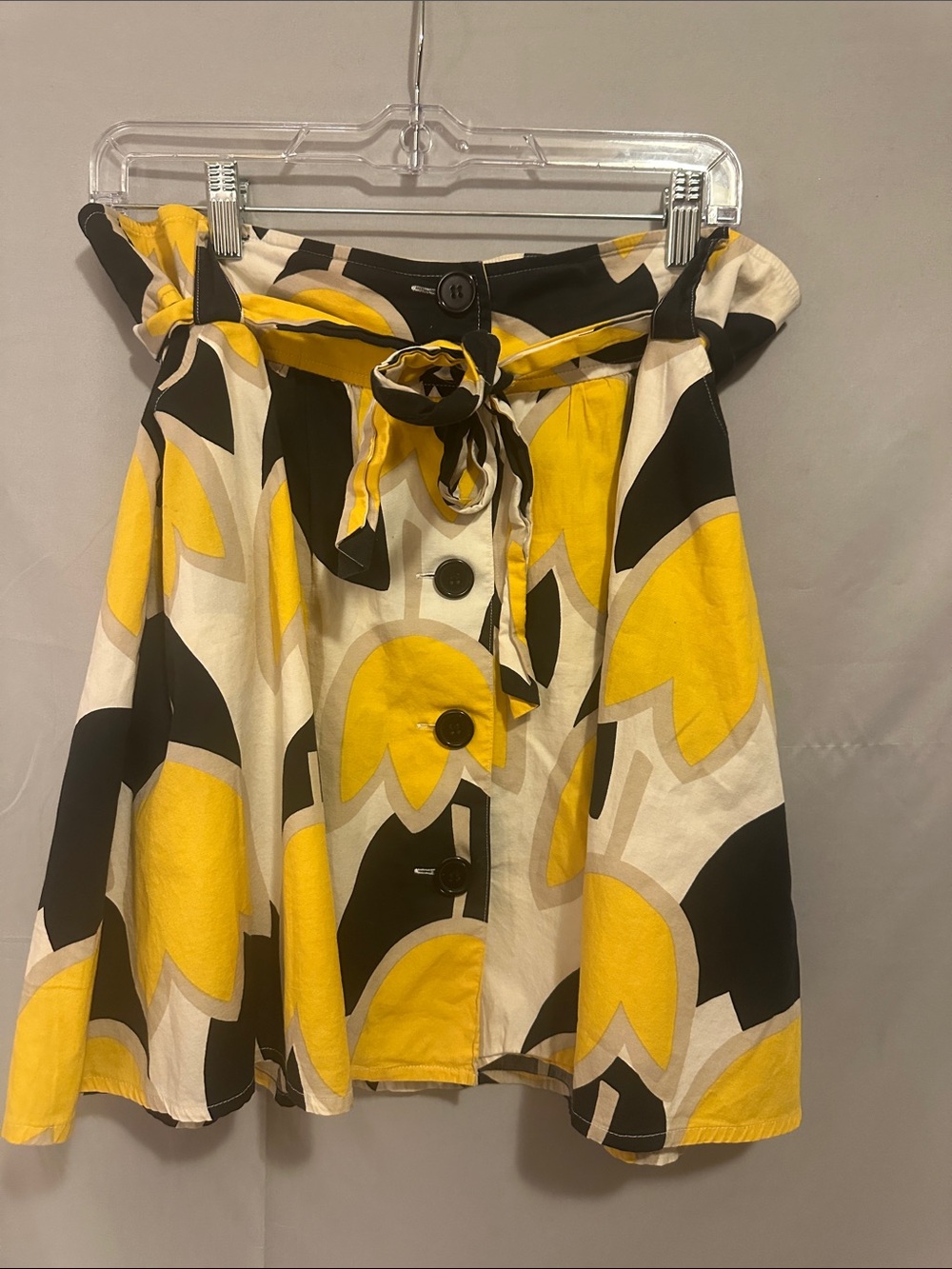 Speechless Yellow, Black and Cream Floral Paperbag Mini Skirt